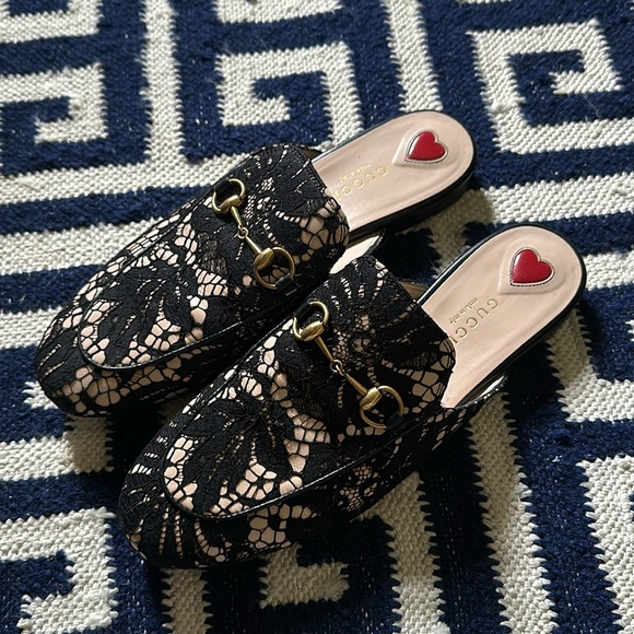 Gucci Princetown Loafer Black Lace 37.5 - Picture 1 of 5